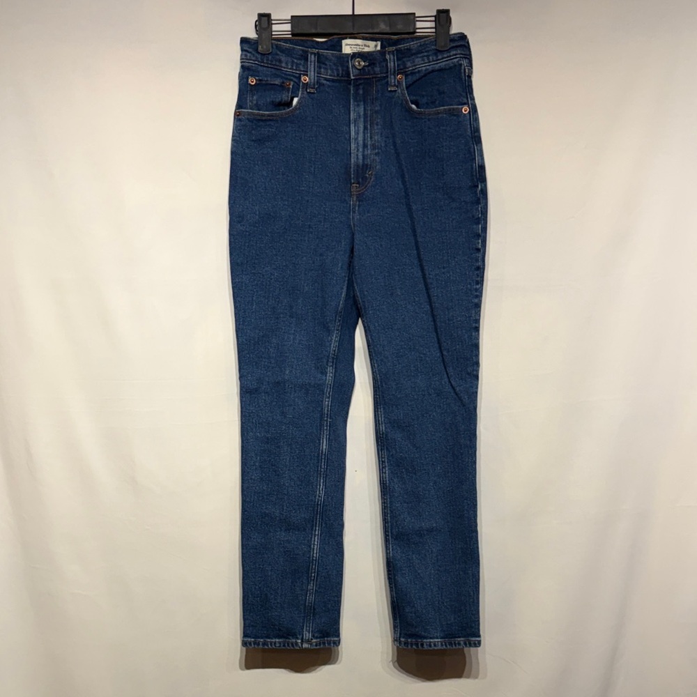 Abercrombie & Fitch The Ankle Straight Ultra High Rise Dark Wash Denim Jeans 26
